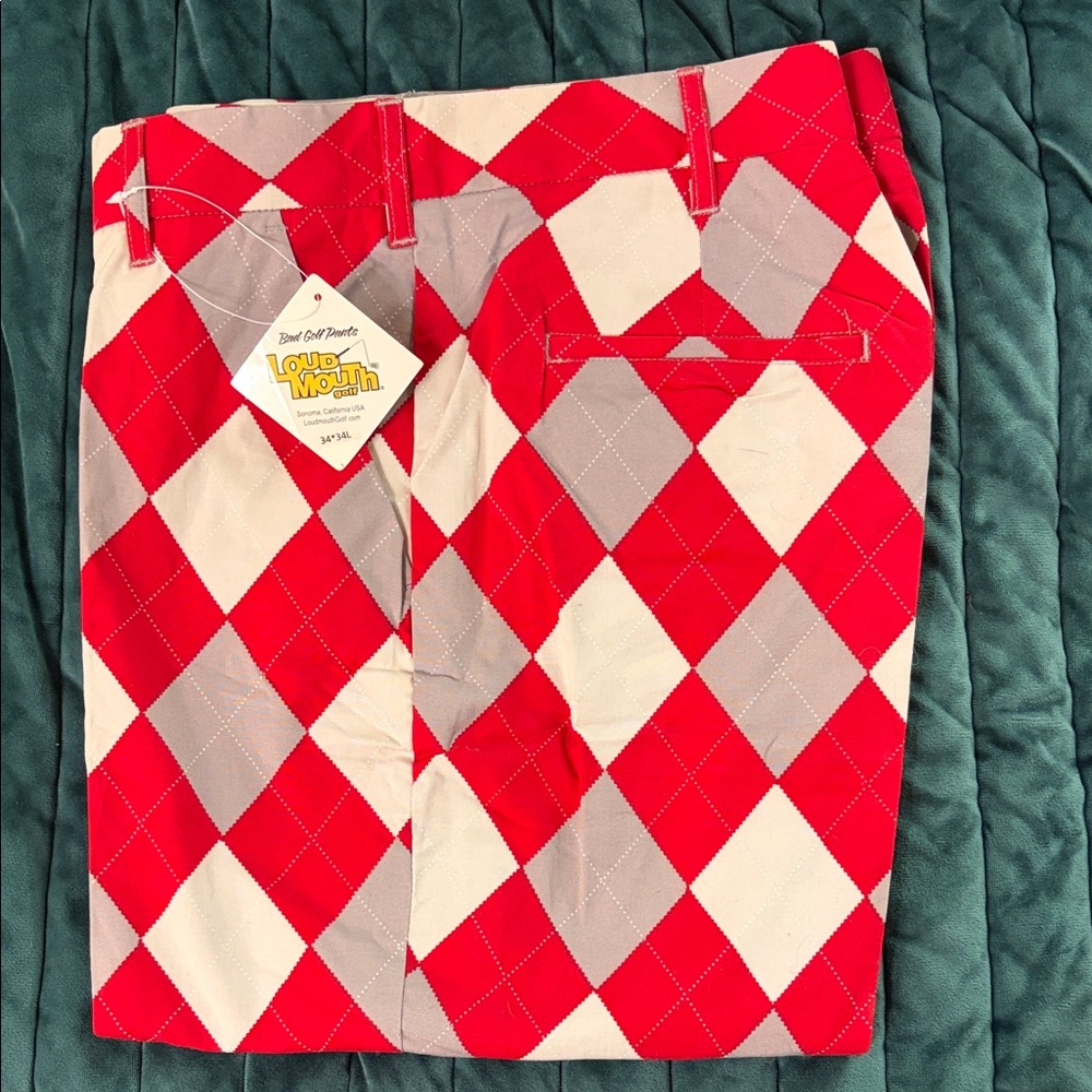 Loudmouth Vibrant Red and Gray Argyle Shorts - Ohio State and others